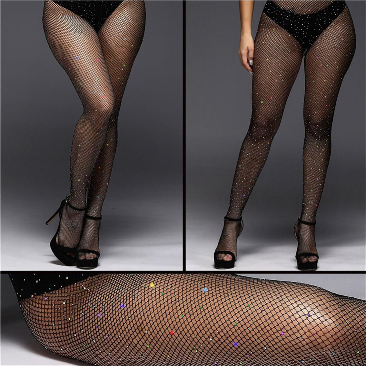 Rhinestone Fishnet Tights Wome - огляд і ціна Crystal Mesh Fabric