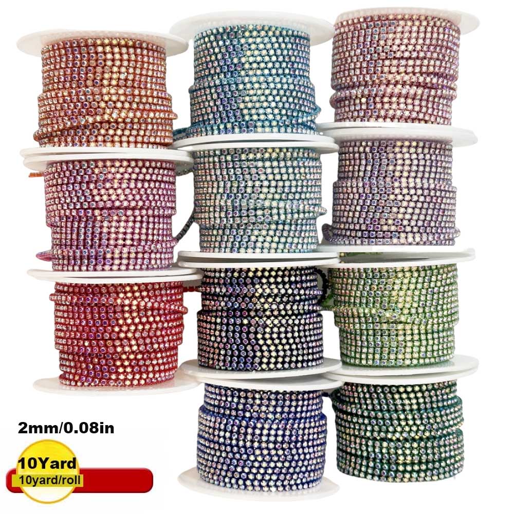 9m New 2mm Crystal AB Rhinesto - огляд і ціна Sew On Rhinestone