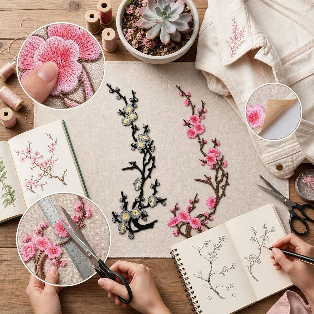 DIY Cherry Blossom Iron On Pat - огляд і ціна Applique Patch Flower