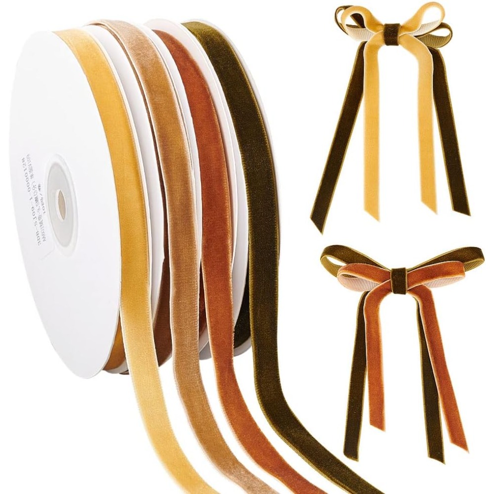 4 Rolls 4 Colors Single Face V - огляд і ціна Velvet Ribbon Roll