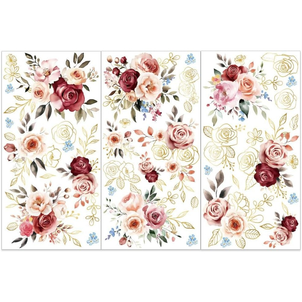 3pcs/Set Watercolor Roses Rub  - огляд і ціна Embellishment Crafts