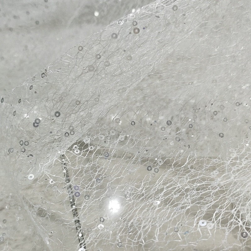 Hard Net White Gold Sequin Emb - огляд і ціна Crystal Mesh Fabric